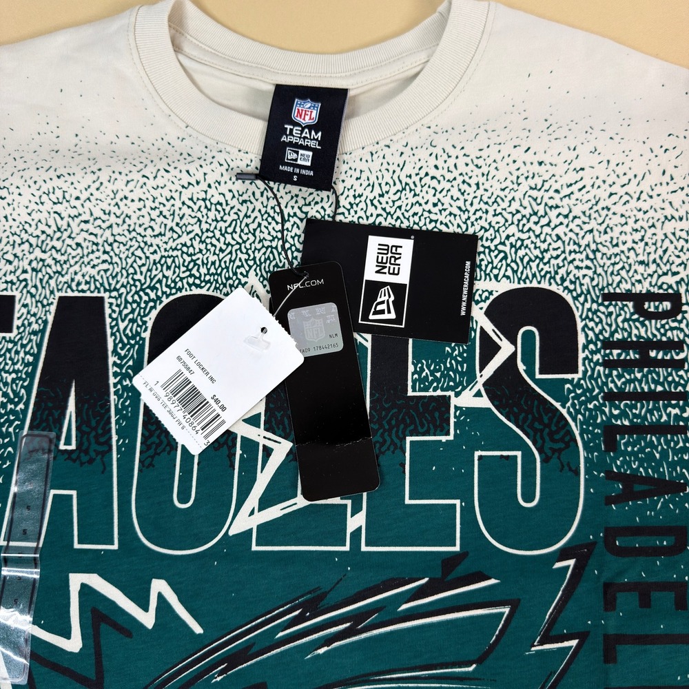 NEW Era NFL Eagles Sublimated All Over Print T-Shirt Cream/Green Small NWT - Picture 5 of 10